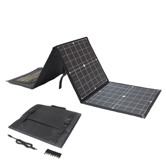 Fast Charging 60W Monocrystalline Silicon Foldable Solar Panel Charger with USB-A and Type-C Outputs Waterproof