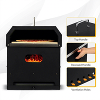 Four à pizza en fer de 12 pouces, pliable et portable, pour cuisson au bois en extérieur, camping et barbecue, avec pierre et pelle