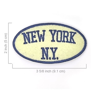 Parches de PVC de plástico bordados para coser Diseño de Nueva York NY Lona de forma ovalada - Product Image 6