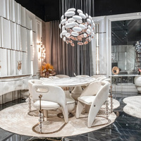 Mobilier italien haut de gamme table à manger moderne et de luxe personnalisée ensemble table à manger 8 places en marbre