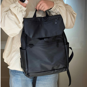Laptop <b>Backpack</b> Large Capacity Waterproof Oxford Cloth Unisex Everyday Use Black Solid Color <b>Computer</b> Interlayer Soft Handle - Product Image 2