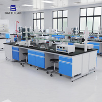 Systèmes de bancs de laboratoire mobiles robustes sur mesure, table de laboratoire chimique humide avec évier et meubles en bois