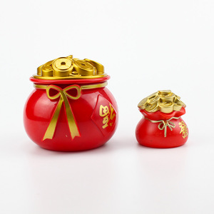 Lucky Money Bag Piggy Bank Red Gold Coin Jar Birthday Spring Festival Decoration Ornament Small Size Plastic - Product Image 1
