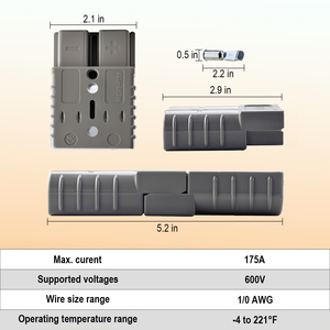ขั้วต่อสีแดง 175 แอมป์ แพ็ค 2 ชิ้น ขนาด 1/0 AWG สำหรับมอเตอร์วินซ์รถยนต์ อุปกรณ์กู้ภัย และอุปกรณ์ลากจูง แบตเตอรี่แบบเชื่อมต่อเร็ว - Product Image 3