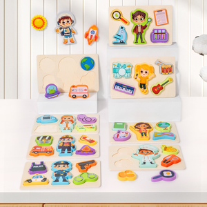 Ensemble de puzzles en bois personnalisables sur le thème des métiers, jouet éducatif artisanal, outil de développement universel pour les enfants - Product Image 5