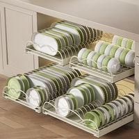 Vente en gros de haute qualité métal direct multifonctionnel tiroir style poulie fournitures de cuisine étagère vaisselle et bol étagère de rangement