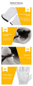Guantes de Trabajo de Piel de Cabra de Grado Premium, Blancos Naturales, Duraderos, Suaves y Económicos para <span class=keywords><strong>Conductor</strong></span> de Camión - Product Image 5