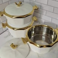 3-teiliges Set 2L 2,5L 3L Hochwertiger Geometrischer Speisenwärmer Isolierter Warmhaltebehälter Luxuriöser V-Knopf Servierschüssel-Set