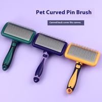 Brosse de toilettage rebondissante à surface incurvée ABS 135 degrés pour chien et chat, peigne à aiguilles rigides incurvées pour démêler les poils pour Bichon Frisé et Teddy