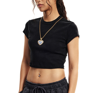 T-Shirt Crop Top <span class=keywords><strong>da</strong></span> Donna all'Ingrosso, Traspirante, Manica Corta, Sexy, Alta Qualità, Stile <span class=keywords><strong>Hip</strong></span> <span class=keywords><strong>Hop</strong></span> - Product Image 1