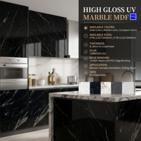 Plaque décorative pour meubles en panneau UV haute brillance, imprimée sur mesure, effet marbre et grain de bois, qualité E0, sans formaldéhyde
