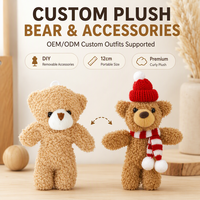 Porte-clés en peluche ours en peluche de Noël, jouet en peluche brodé doux, pendentif pour décoration de sac, cadeau de Noël pour enfants