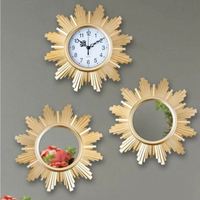 3 pièces, horloge murale décorative de salle de bain élégante et luxueuse de style européen, cadre en or antique, horloge murale ronde créative vintage
