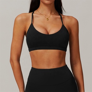 Logo personnalisé femmes beauté douce dos Yoga soutien-gorge Y dos bretelles fines dos nu Fitness entraînement Sport soutien-gorge