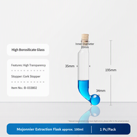 Flacons d'extraction Mojonnier stériles en verre borosilicaté 3.3 de 100 ml avec bouchon en liège pour l'extraction de la graisse laitière et support réglable