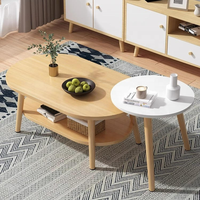 Table basse ovale en bois à 2 niveaux, moderne, durable et mobile, avec rangement, pour salon - Meilleures ventes