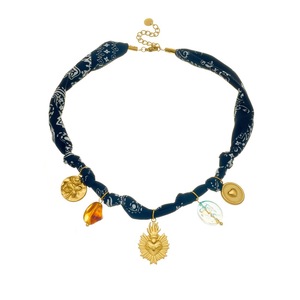 Fashionable Retro Multi Element Pendant Gold Plated Heart Round Flower Beaded Necklace Zinc Alloy N3898 - Product Image 5