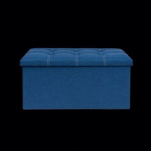 Tabouret de rangement rond pliable en polyester avec boîte de rangement intégrée - Product Image 4