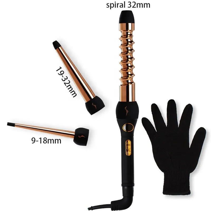 Interchangeable Hair Curling Iron Heat Transfer Printing hair spin Titanium Barrel Hair Styling clicks Set Salon Equipment