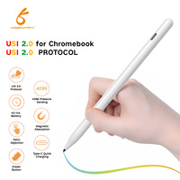 Stylet Actif pour Tablette avec Rejet de Pression 4096 Niveaux, 2 Embouts de Remplacement, Protocole USI2.0, Détection d'Angle d'Inclinaison, Attraction Magnétique