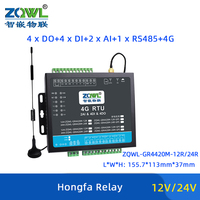 RTU/DTU Industrial 4G LTE para IoT con Alarma por SMS/Llamada, Salida de Relé de 4 Canales, Gateway Modbus MQTT para Monitoreo Remoto