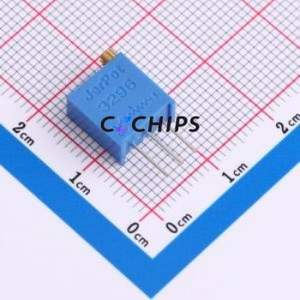 Resistencia Ajustable/Potenciómetro 3296W-1-204, Componente de Orificio Pasante (THT)-3P, 9.5x4.9mm, Resistencia de 200kOhm, 10%, 500mW, 250ppm ℃ - Product Image 1