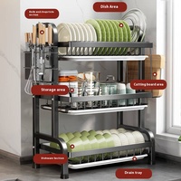 Ventes chaudes Égouttoir à vaisselle double compact pour cuisine, ensemble avec égouttoir, grand égouttoir à vaisselle antirouille, porte-ustensiles, design moderne