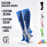 Chaussettes de football personnalisées jusqu'au genou OEM ODM Marque privée Chaussettes de sport respirantes à compression pour l'entraînement au football