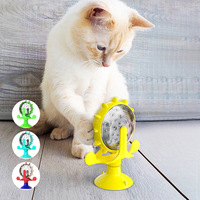 Jouet pour chat éolienne interactive, distributeur de friandises rotatif sur plateau tournant, ventouse, distributeur de nourriture puzzle pour chaton, anti-ennui