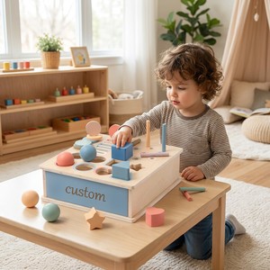 <span class=keywords><strong>Scatola</strong></span> <span class=keywords><strong>Montessori</strong></span> in Legno con Palline e Monete, Giocattolo Educativo Sensoriale Impilabile per l'Apprendimento Precoce della Permanenza, Unisex - Product Image 4
