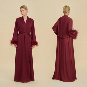 Wholesale Custom Logo Women's Light Luxury Detachable Feather Robe Set Spring/Summer High Quality Ice Silk Pajamas Sleepwear - Product Image 3