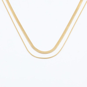 Double Layer Snake Chain Necklace 18k Gold Plated Titanium Steel Unisex Stackable Fashion Collarbone Chain - Product Image 5