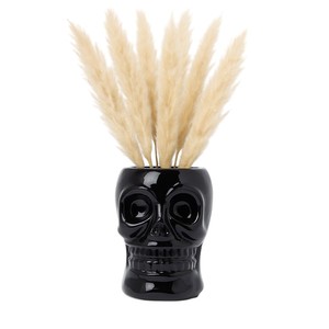 Vaso a forma di teschio in ceramica, finitura nera lucida, per decorare la casa, soggiorno, camera da letto, ufficio - Product Image 2
