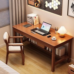 Solid Wood <b>Desk</b> 120x60x75cm With <b>Drawers</b> Student Home Office Computer <b>Desk</b> Simple Rectangular Study Table - Product Image 2