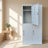 Casier en acier à 2 niveaux et 4 portes, personnalisé en usine, armoire de rangement métallique pour vêtements, casier en fer pour salle de sport et école