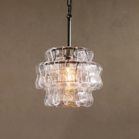 Lustre rond en verre ondulé vintage avec finition bronze, CRI 90, lumière blanc chaud 3000K pour la décoration de la maison et des restaurants