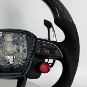 Volante Deportivo de Cuero y Fibra de Carbono Mejorado con Paletas de Cambio LED para <span class=keywords><strong>Audi</strong></span> A7 S7 RS7 RS6 A6 S6 C8, Personalizado en Gamuza - Product Image 5