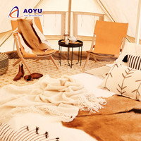 Tente de camping de luxe en toile pour 4 à 6 personnes, imperméable, grande tente en forme de cloche, en coton, style mongol