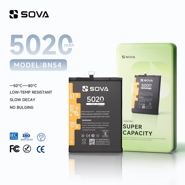SOVA OEM Support Customization BN54 Mobile Phone Battery for Xiaomi Redmi Note 9 10X 4G Battery