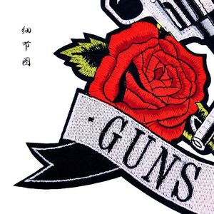 Factory Sell No Minimum Custom Embroidery Iron on Gun Rose Patch for Clothes Bag Biker Jacket - Product Image 4