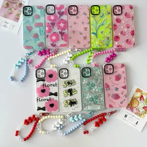 เคสโทรศัพท์มือถือสายรัดข้อมือพิมพ์ลายน่ารักรุ่นที่สองสว่างสำหรับ iPhone Samsung