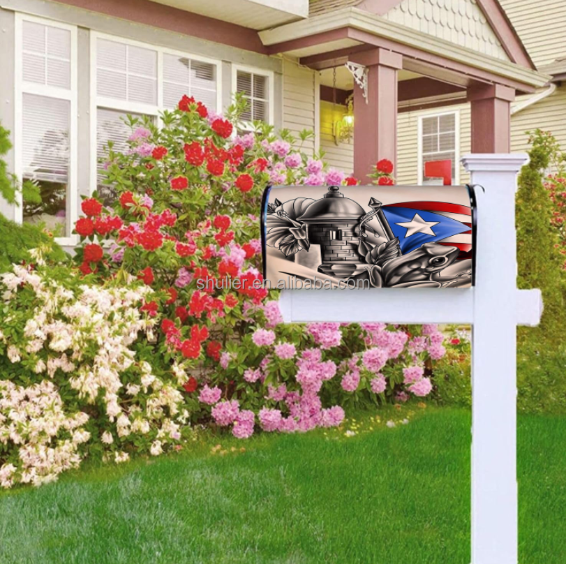 Personalized Logo Printable Heat Transfer US Standard Mailbox Wrapping Puerto Rican LOGO Magnetic Post Box Covers