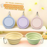 Bol pliable en silicone étanche IPX6 de 350 ml pour chien, qualité alimentaire, pour l'extérieur, les voyages, les fêtes, avec mousqueton