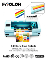 FCOLOR Printer Label UV A3 Terlaris dengan Printhead XP600 dan Tinta UV LED untuk Label Produk Makanan, Minuman, Kertas, PVC, PET, Custom