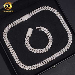 Promotion Chaîne cubaine 10 mm à 3 rangs en laiton, style Hip Hop, entièrement sertie de moissanite, collier Miami <span class=keywords><strong>Cuban</strong></span> pour rappeur - Product Image 5