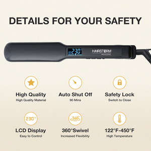 المهنية حديد مسطح جهاز فرد شعر من التيتانيوم مع قابل للتعديل درجة الحرارة عالية الحرارة 450 درجة الأسود والأخضر - Product Image 6