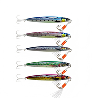 XUHANG JF20 Pro Leurre Jig Métallique Haute Brillance à Motif Écailles Simulées pour Pêche en Mer Double Assist pour Saumon et Maquereau