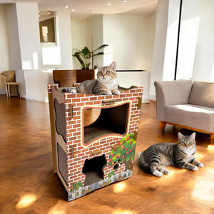 Grande villa ondulée stable de haute qualité Bungalow paradisiaque sur chenilles pour chats Maison à griffes pour chats - Product Image 1