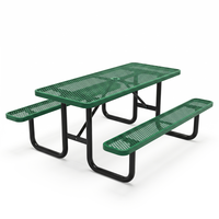Table de pique-nique commerciale en métal robuste avec banc, en acier à maille expansée et revêtement plastique, pour extérieur et jardin, 4, 6 et 8 pieds