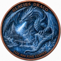 Pièce commémorative en cuivre fin .999 de 1 once, ronde, avec relief 3D, motif Dragon de Glace et Art Château de Glace coloré, pour exposition, souvenir ou cadeau